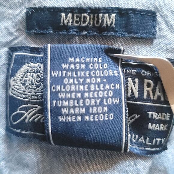 American Rag Shirt Men's M Denim Cowboy Cut Button Pockets Long Sleeve Cotton - Picture 4 of 7